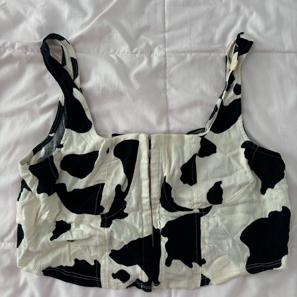 cow print cropped tank top. - Picture 1 of 3